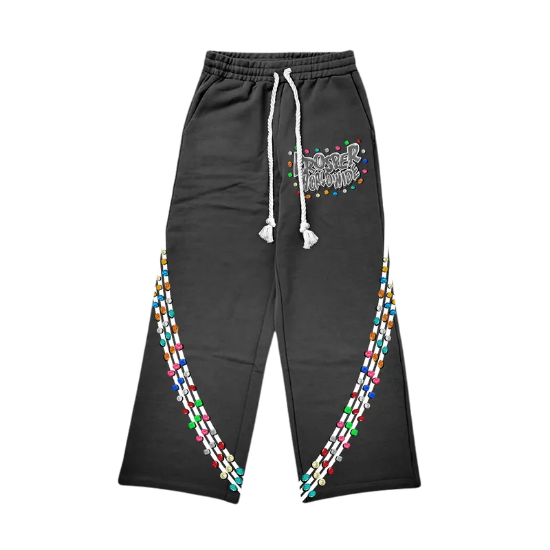 BLACK "DESTINED" GEMSTONE PANTS